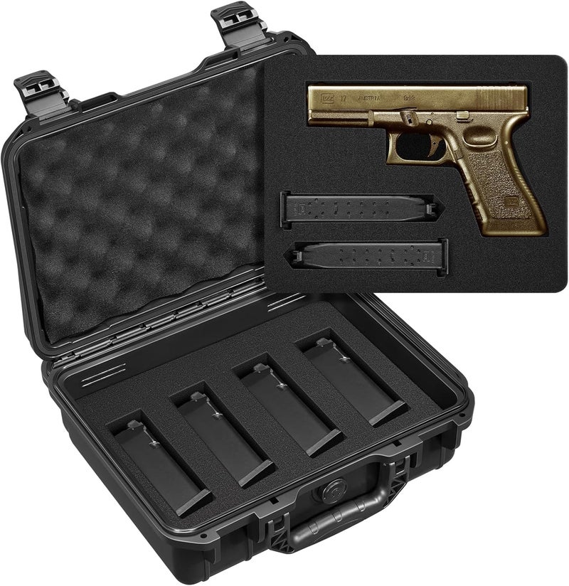 CVLIFE Gun Case for Pistol Handguns, TSA Approved Pistol Case Hard Shell Waterproof with Dual-Layer DIY Customizable Pre-cut Foam, Travel Pistol Cases Lockable 9mm Gun Case - Image 1